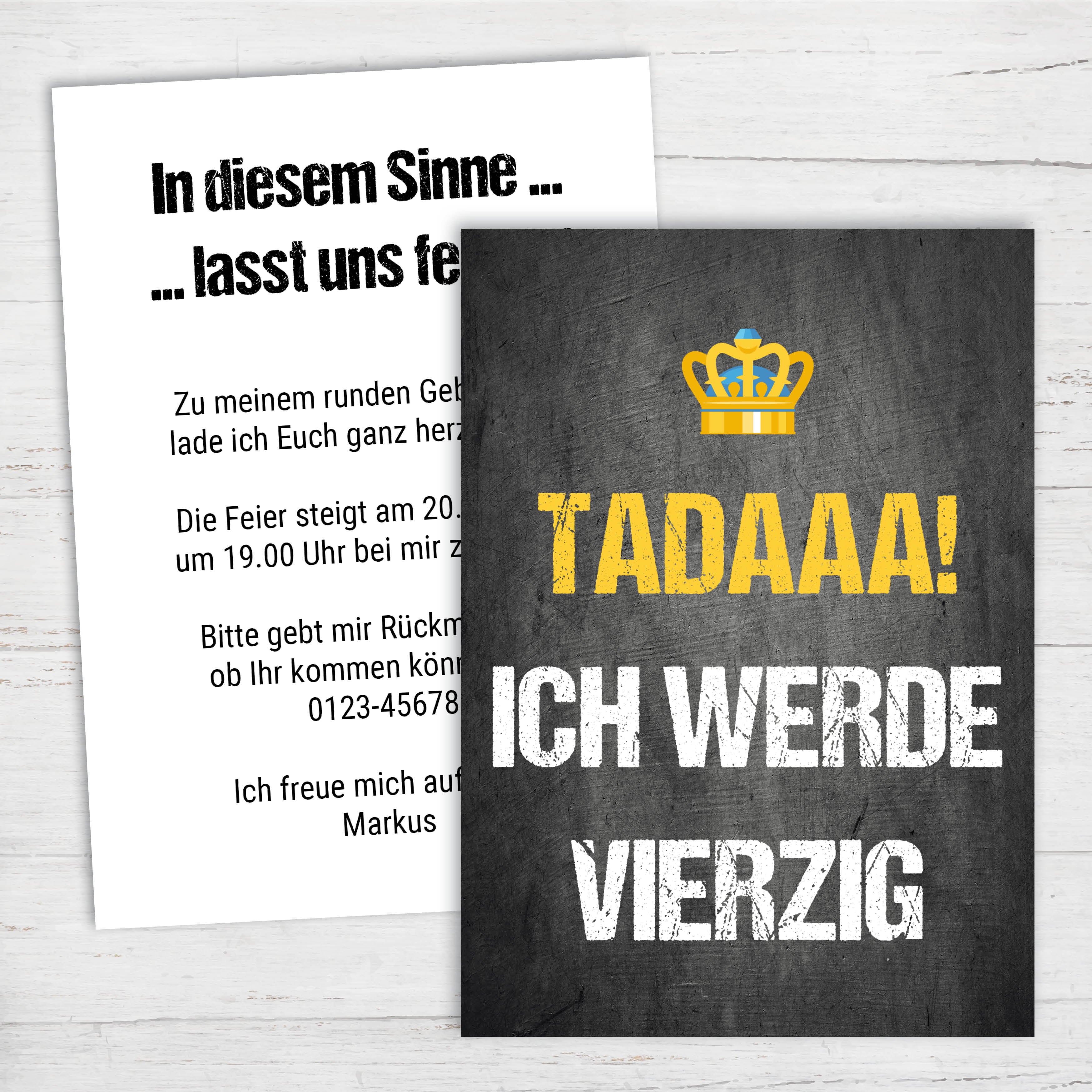 Einladung zum Geburtstag: TADAA! Ich werde Vierzig Individuelle Einladung